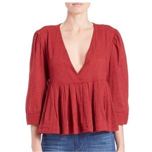 Free People Plunging Surplice Peplum Top S